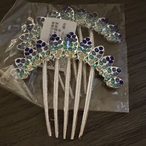 Elegant Silver and Blue Hair Pins